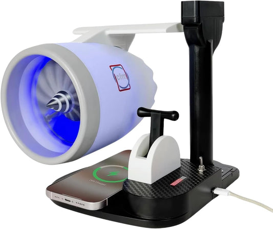 A New Desktop Jet Engine Model with Humidifier and Colorful Lights – Creative Aviation-Inspired Tech Decor Gift (Blue)